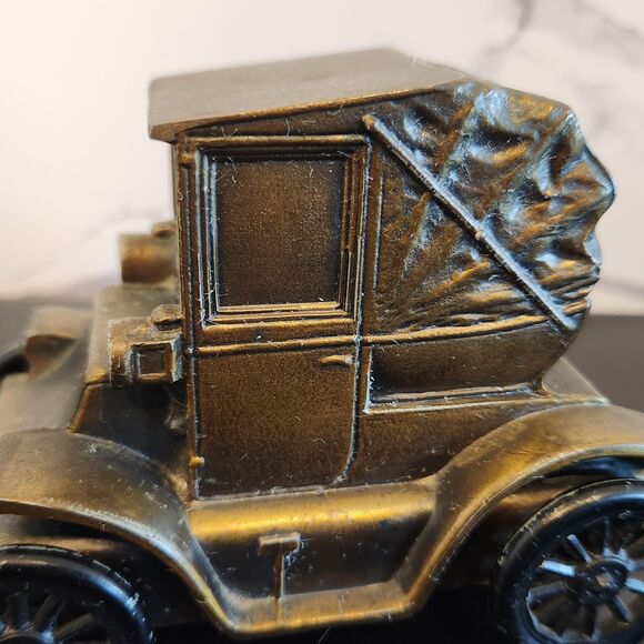 Metal Car Bank Pill Box Coupe Banthrico ROLLS Advertising Nutley NJ Bronze VTG - Picture 7 of 9